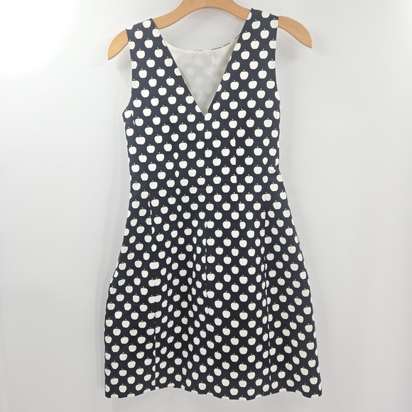 Kate Spade Dress Apple Print Black‎ Cotton Sleeveless Lined - Picture 6 of 14